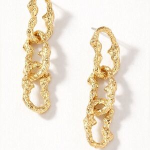 Gold Textured Link Drop Earrings (9005)